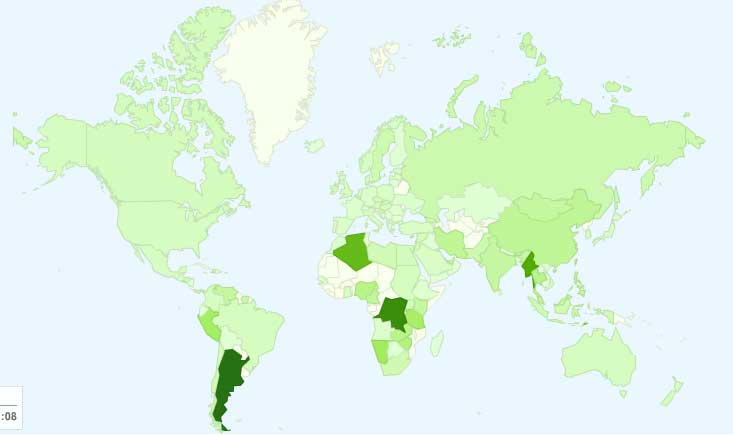 不同国家访客的平均在线时间map overlay报表