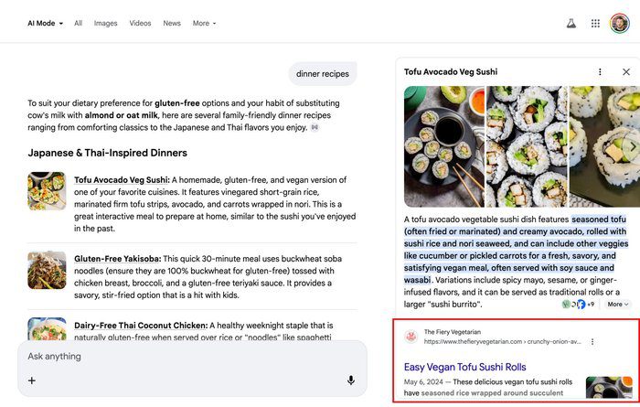 Google AI模式侧边栏链接referrer问题